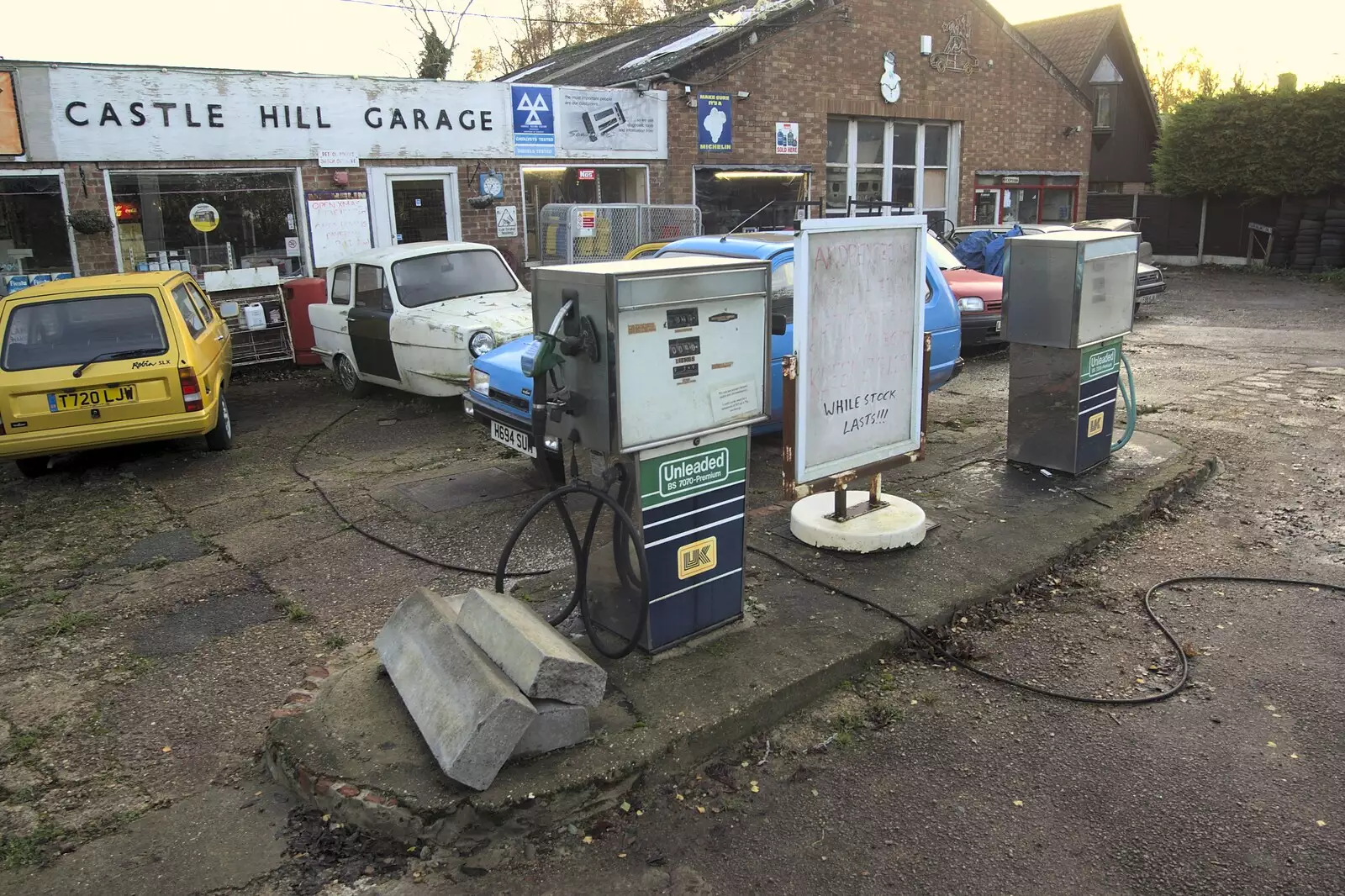 Old petrol pumps in Castle Hill Garage, from Steve Hackett at the UEA, and a Trip to the Zoo, Banham and Norwich, Norfolk - 15th November 2009