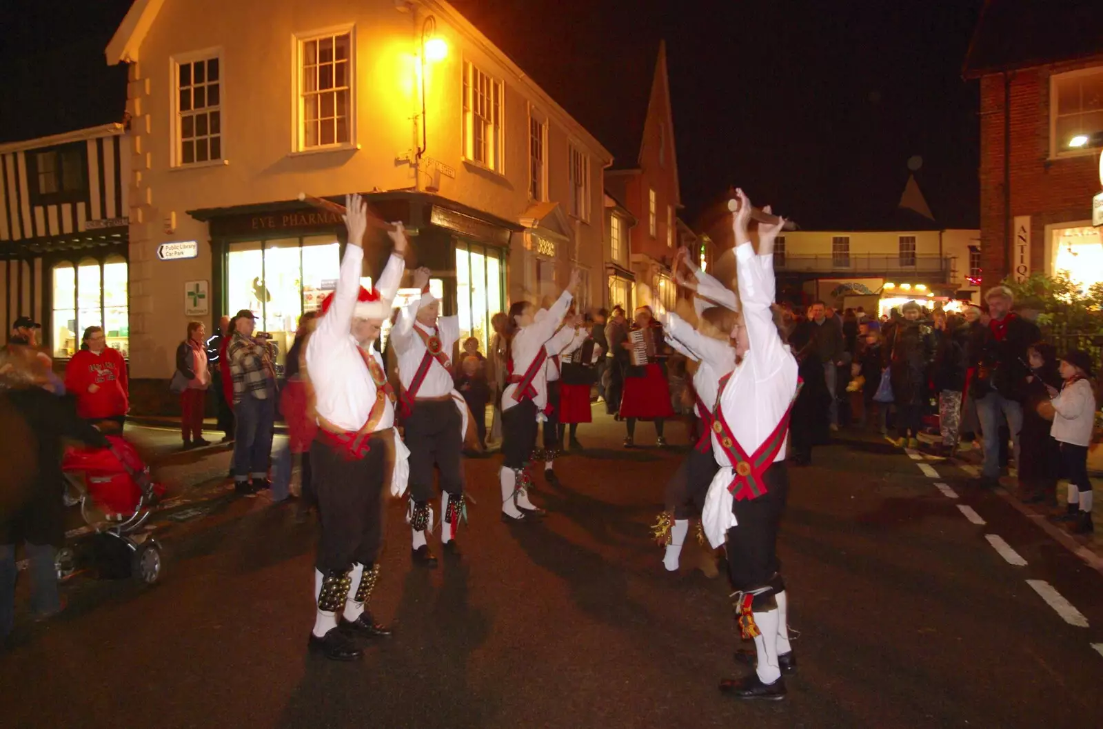 Morris dancing outside the pharmacy, from Bartrums Dereliction, and The Christmas Lights, Diss and Eye, Norfolk and Suffolk - 4th December 2009