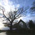 Another view of the church from the road, Fred in Amandines, and The Derelict Church of St. Mary, Tivetshall, Norfolk - 13th December 2009