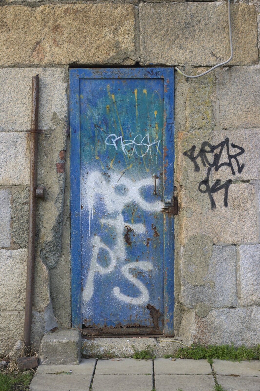A graffiti'd door from Christmas at Number 19, Blackrock, County Dublin, Ireland - 25th December 2009
