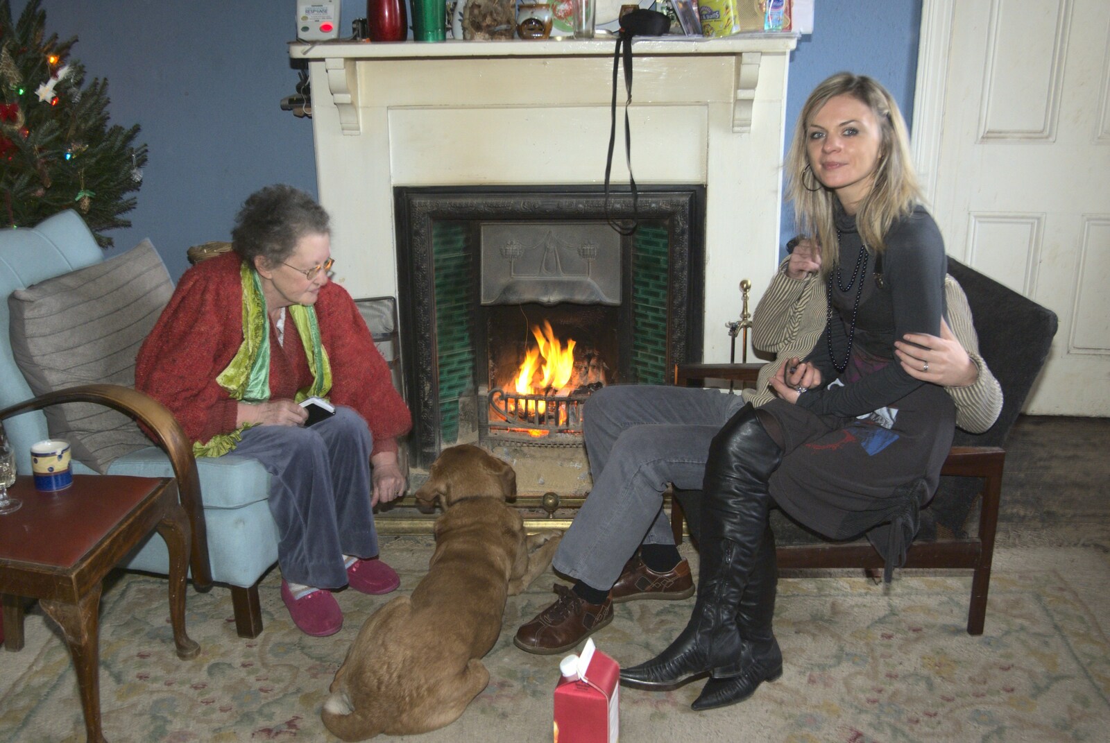 Rena, Oscar the dog and Aurore from Christmas at Number 19, Blackrock, County Dublin, Ireland - 25th December 2009