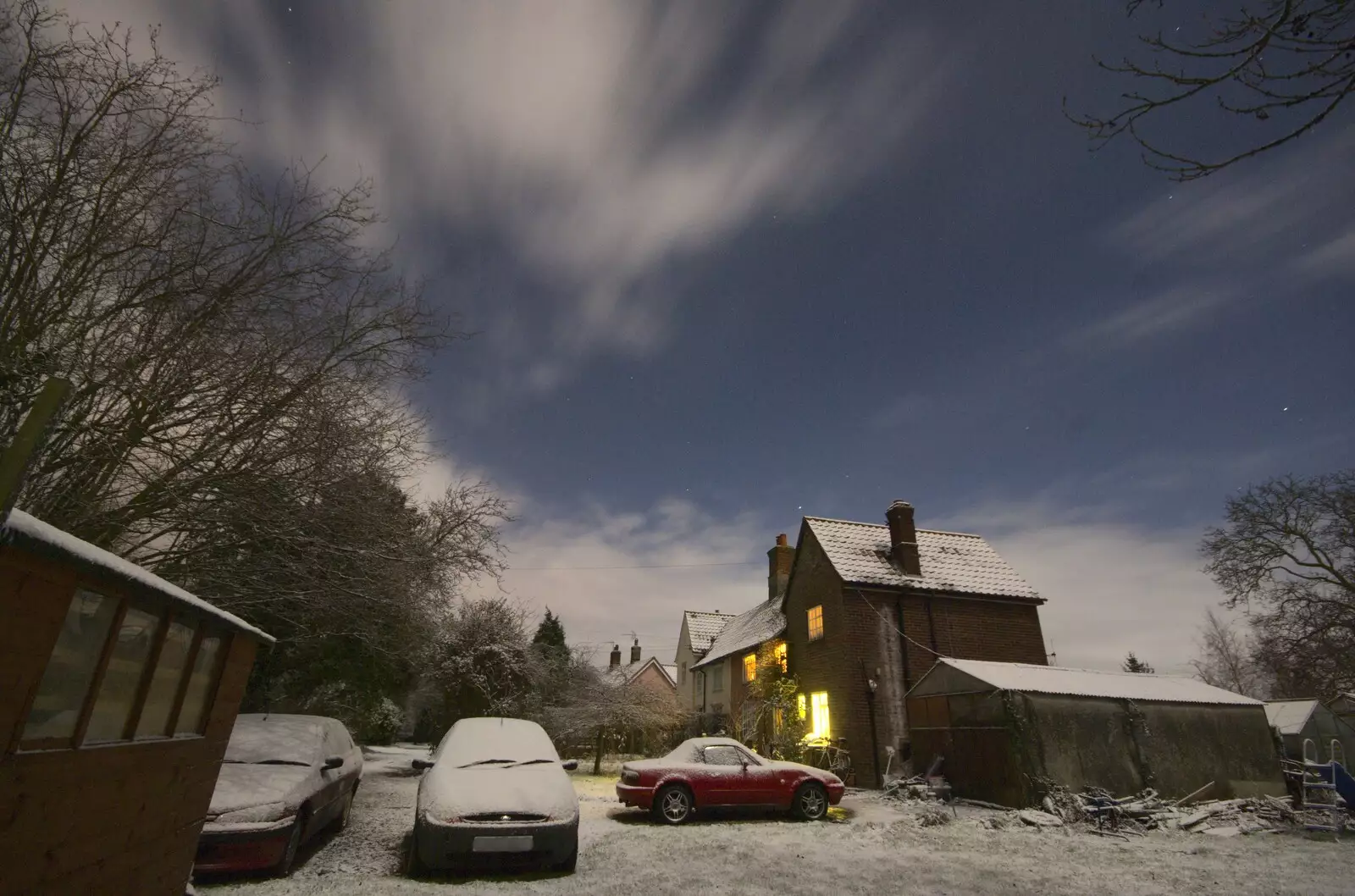 The 'car park', from New Year's Eve at the Swan Inn, and Moonlight Photos, Brome, Suffolk - 31st December 2009