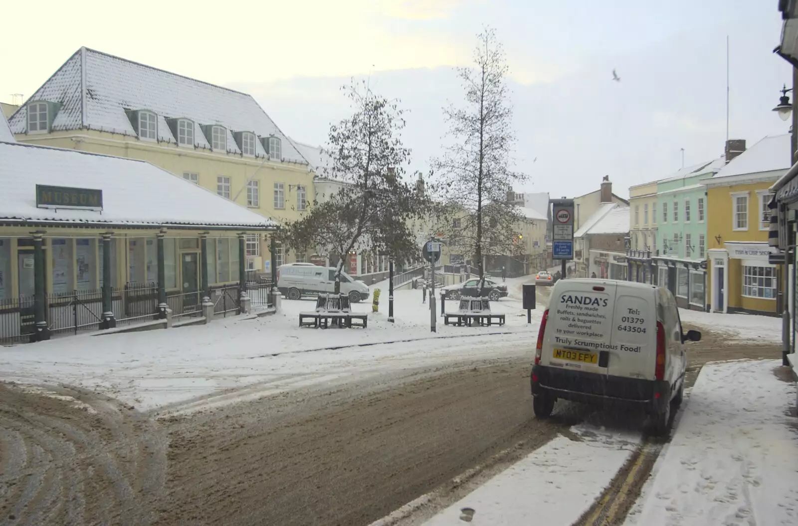 The museum and Market Place, from A Snowy Miscellany, Diss, Norfolk - 9th January 2010