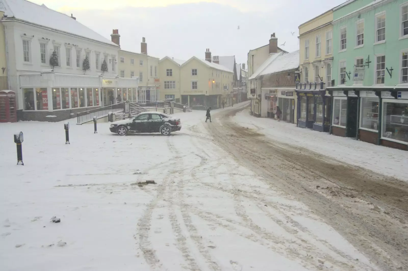 A solitary soul on the Market Place, from A Snowy Miscellany, Diss, Norfolk - 9th January 2010