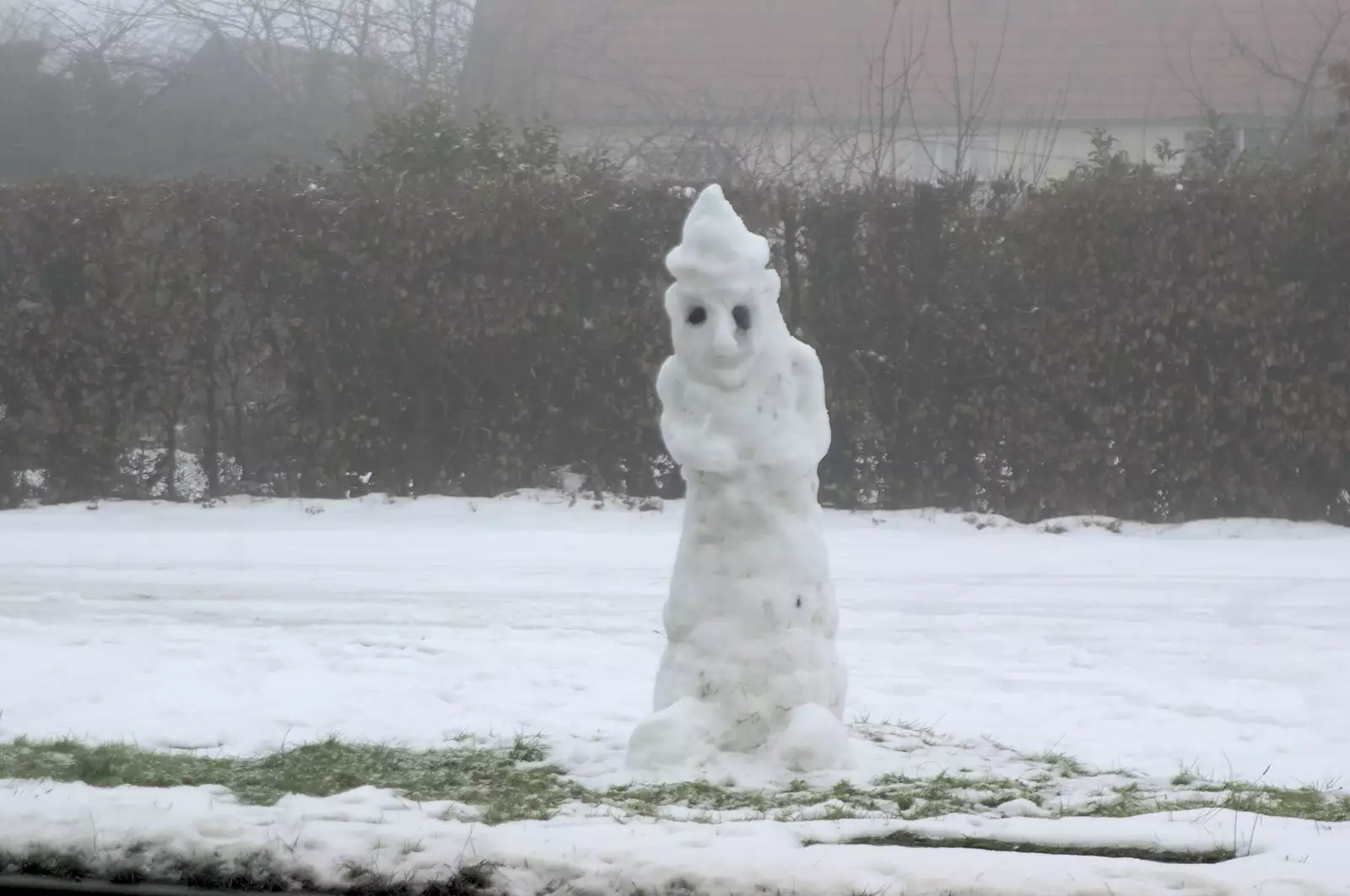 There's a sinister snowman in Haughley Green, from A Derelict Petrol Station, Brockford Street, Suffolk - 7th February 2010