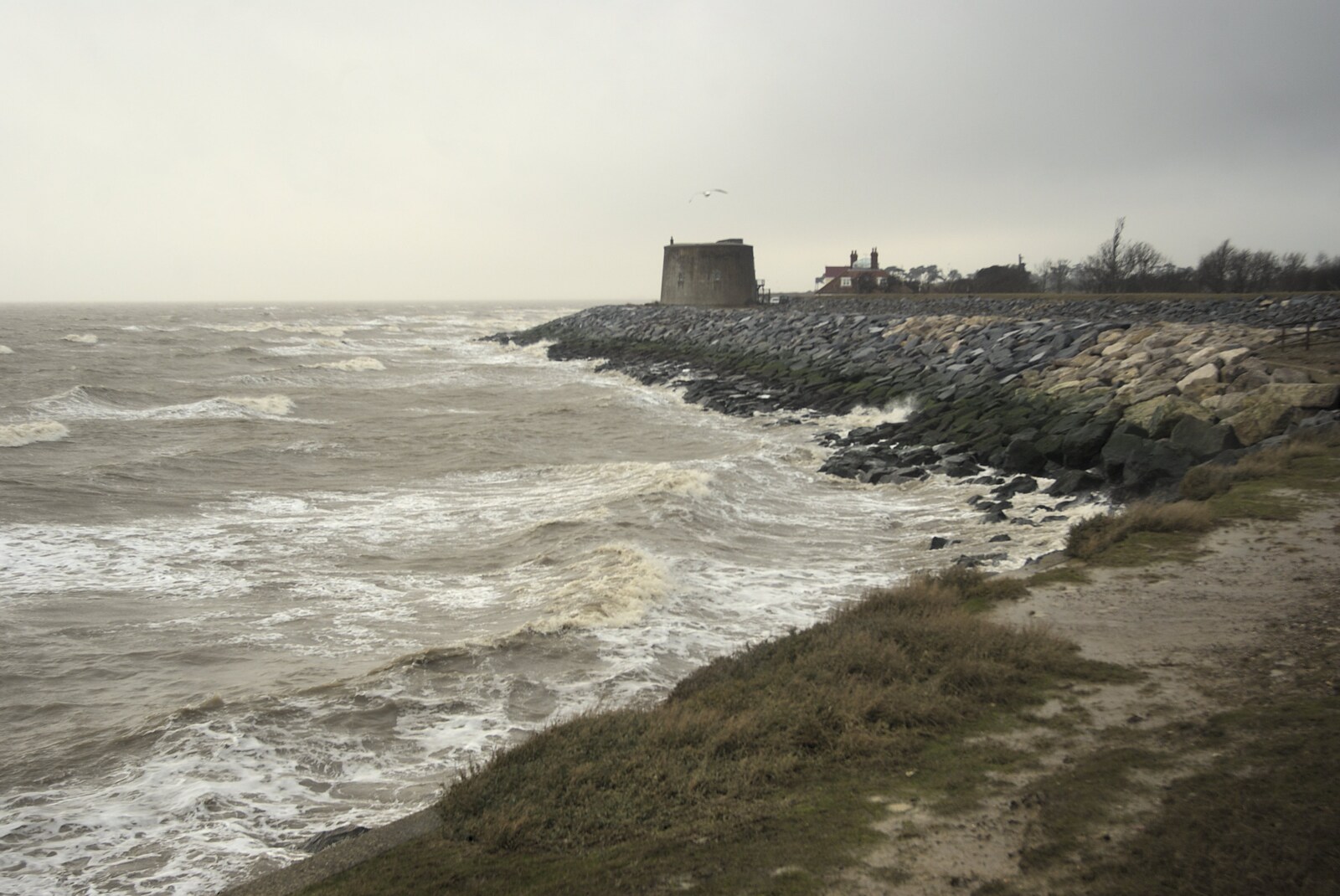 A stormy sea and a Martello tower, East Lane, Bawdsey from The BBs with Ed Sheeran, Fred's Haircut, and East Lane, Diss, Ipswich and Bawdsey  - 21st February 2010