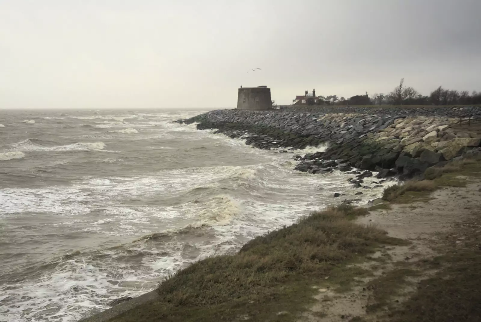 A stormy sea and a Martello tower, East Lane, Bawdsey, from The BBs with Ed Sheeran, Fred's Haircut, and East Lane, Diss, Ipswich and Bawdsey  - 21st February 2010