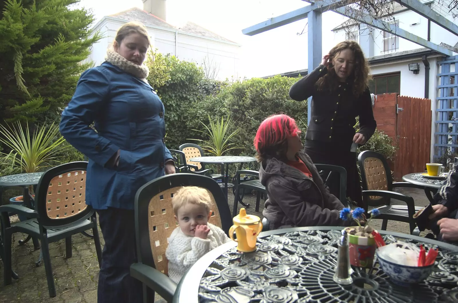 In a café garden, from A Day in Greystones, County Dublin, Ireland - 28th February 2010