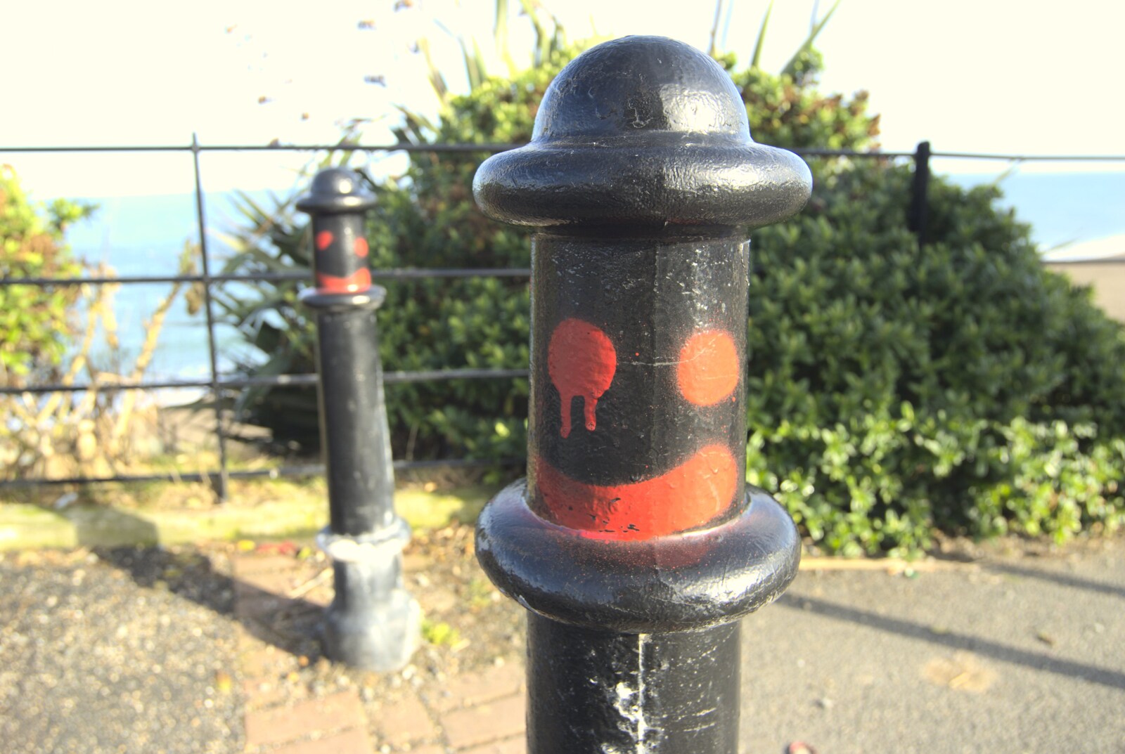 A smiley face on a pillar from A Day in Greystones, County Dublin, Ireland - 28th February 2010
