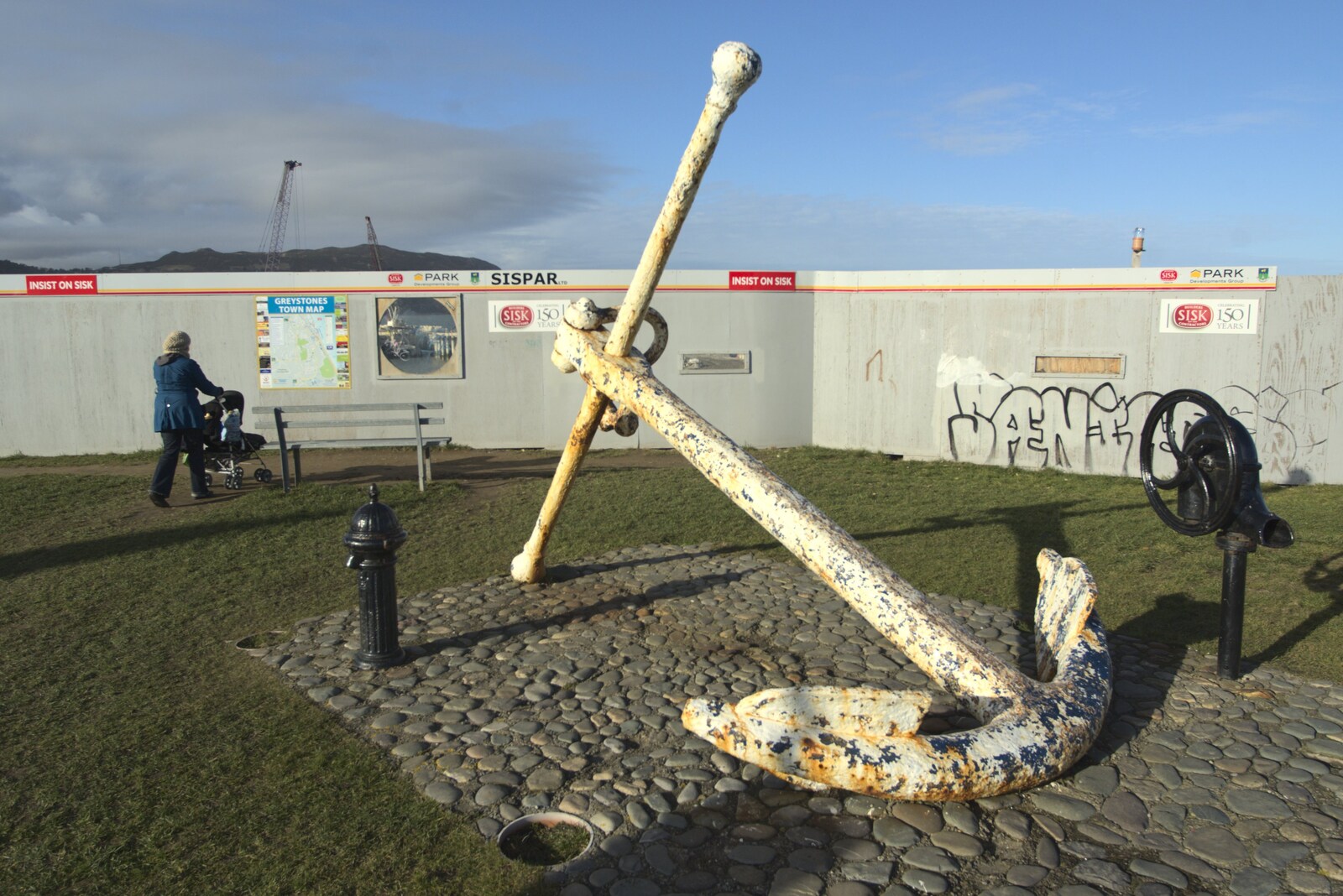 An anchor, surrounded by hoardings from A Day in Greystones, County Dublin, Ireland - 28th February 2010