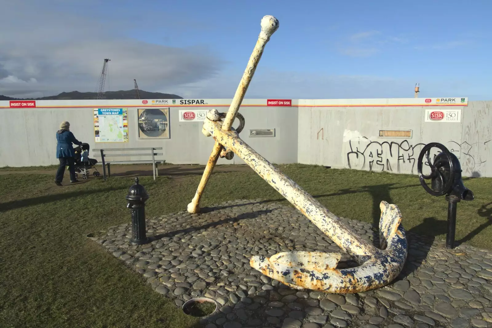 An anchor, surrounded by hoardings, from A Day in Greystones, County Dublin, Ireland - 28th February 2010