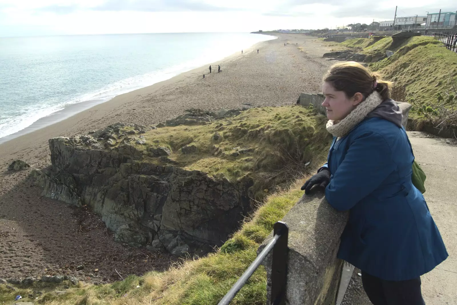 Isobel looks out to sea, from A Day in Greystones, County Dublin, Ireland - 28th February 2010