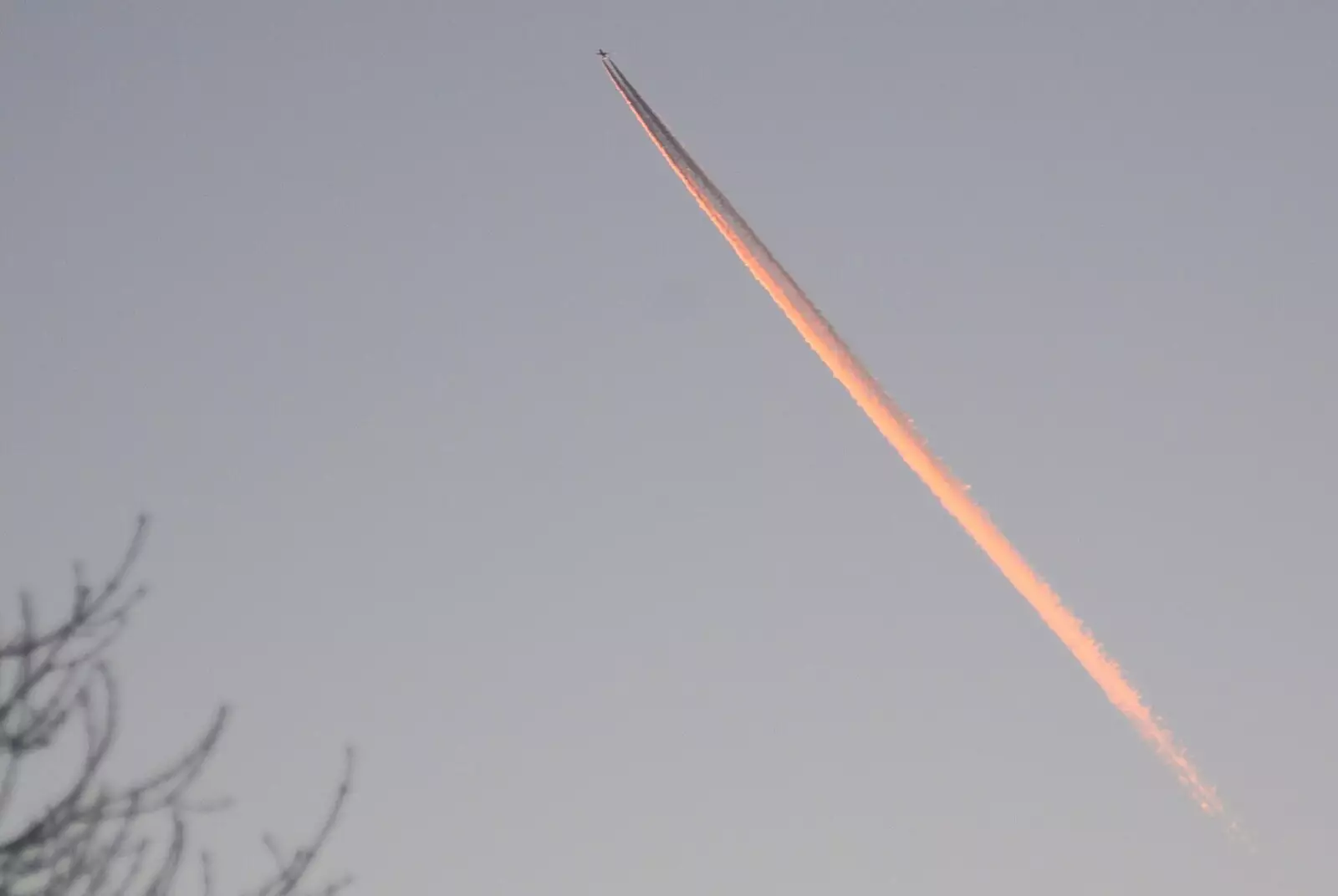 Back home, there's a rather striking aircraft contrail in the evening sky, from A Trip to The Beach, Southwold, Suffolk - 7th March 2010