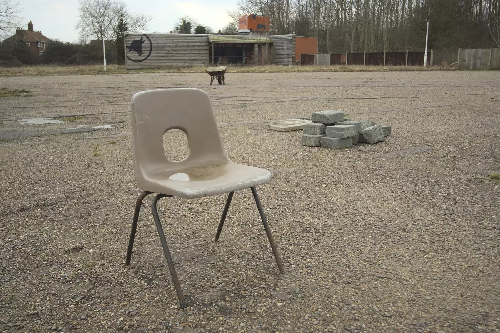 A discarded plastic chair at the Ranch Diner, from Science Park Demolition and the Derelict Ranch Diner, Cambridge and Tasburgh, Norfolk - 17th March 2010