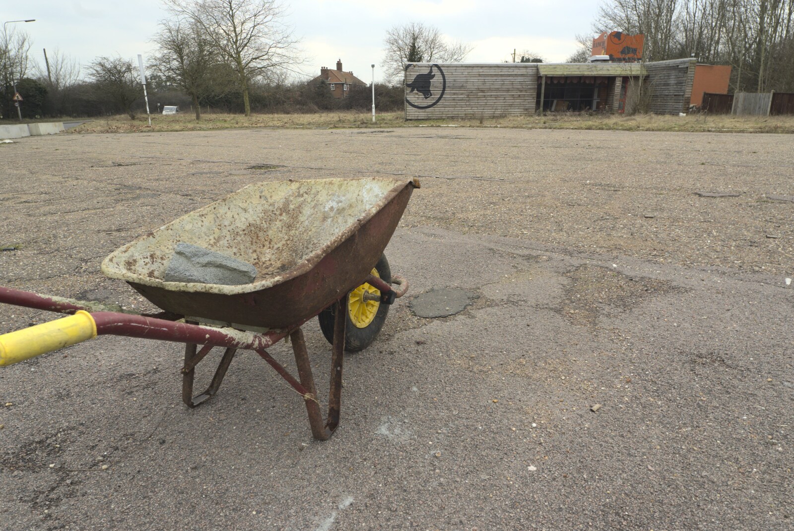 Science Park Demolition and the Derelict Ranch Diner, Cambridge and Tasburgh, Norfolk - 17th March 2010: An abandoned wheelbarrow