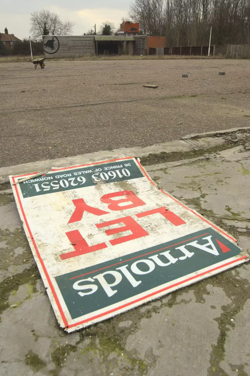 An optimistic 'Let By' sign, abandoned on the ground, from Science Park Demolition and the Derelict Ranch Diner, Cambridge and Tasburgh, Norfolk - 17th March 2010