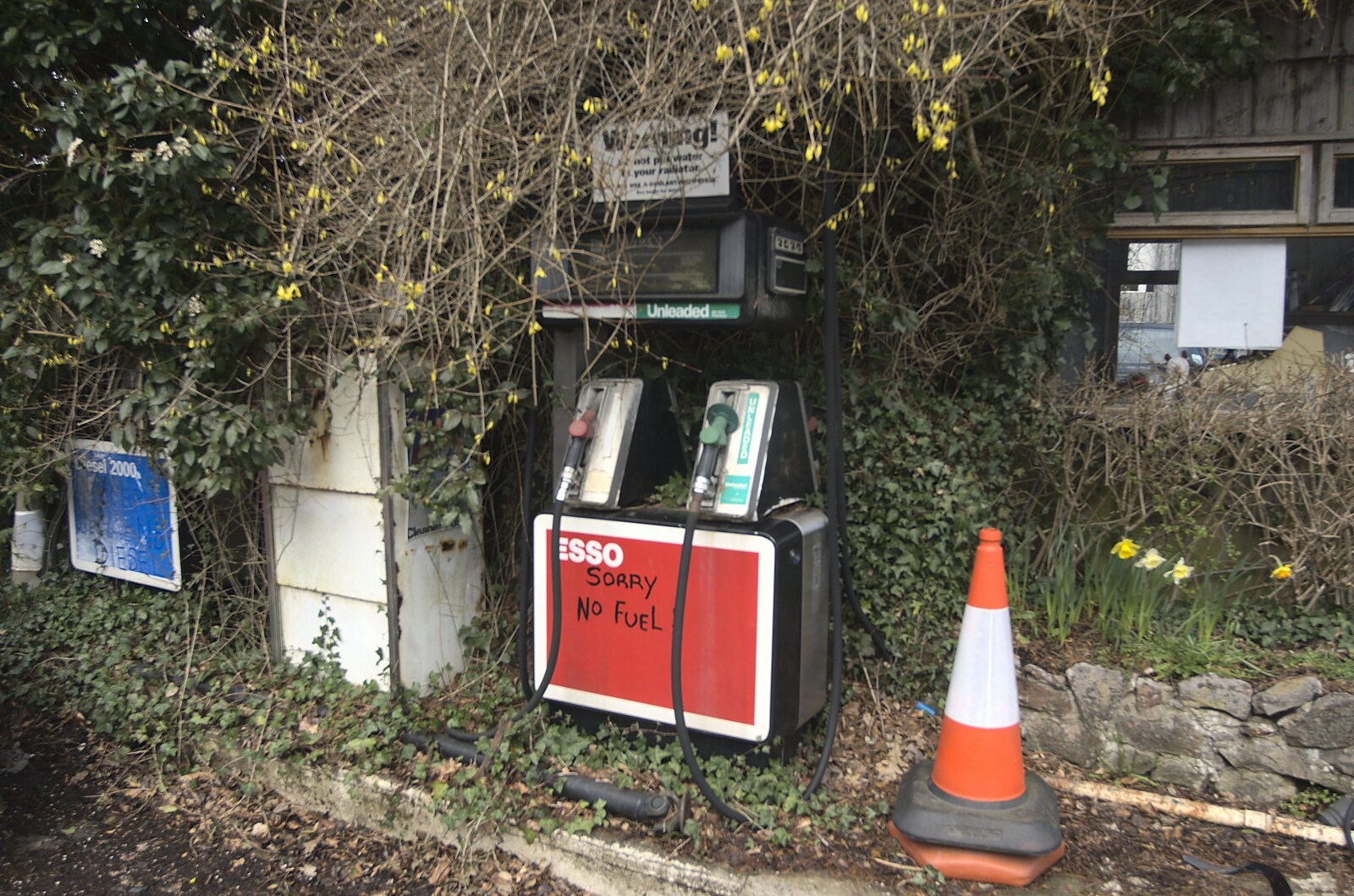 Derelict and overgrown petrol pumps from Easter in Chagford and Hoo Meavy, Devon - 3rd April 2010