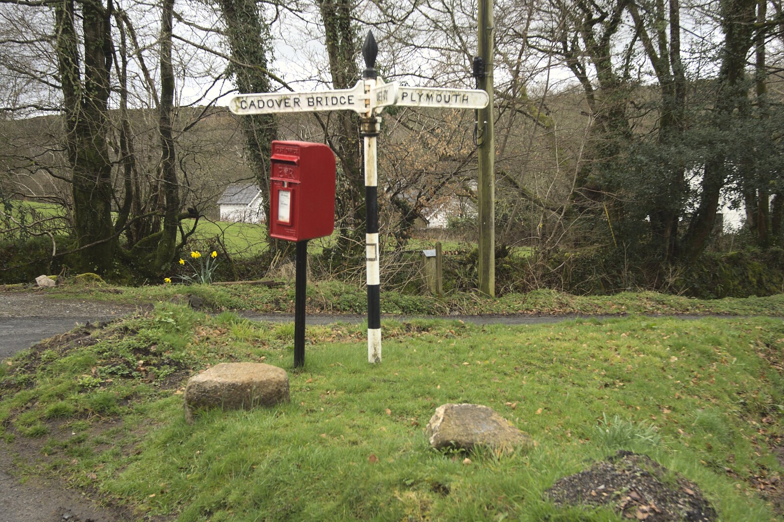 Roadsign and postbox at Hoo Meavy from Easter in Chagford and Hoo Meavy, Devon - 3rd April 2010