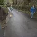 A stripey ginger cat follows us up the road, Easter in Chagford and Hoo Meavy, Devon - 3rd April 2010