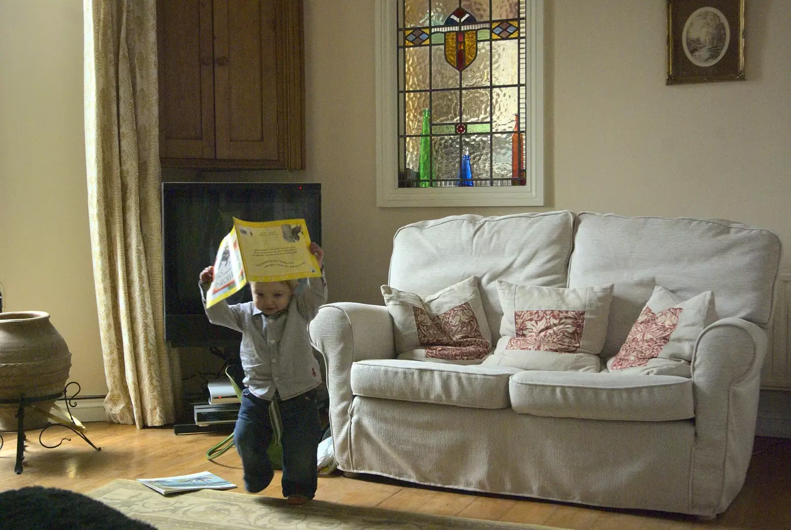 Fred's got a book on his head, from Easter in Chagford and Hoo Meavy, Devon - 3rd April 2010