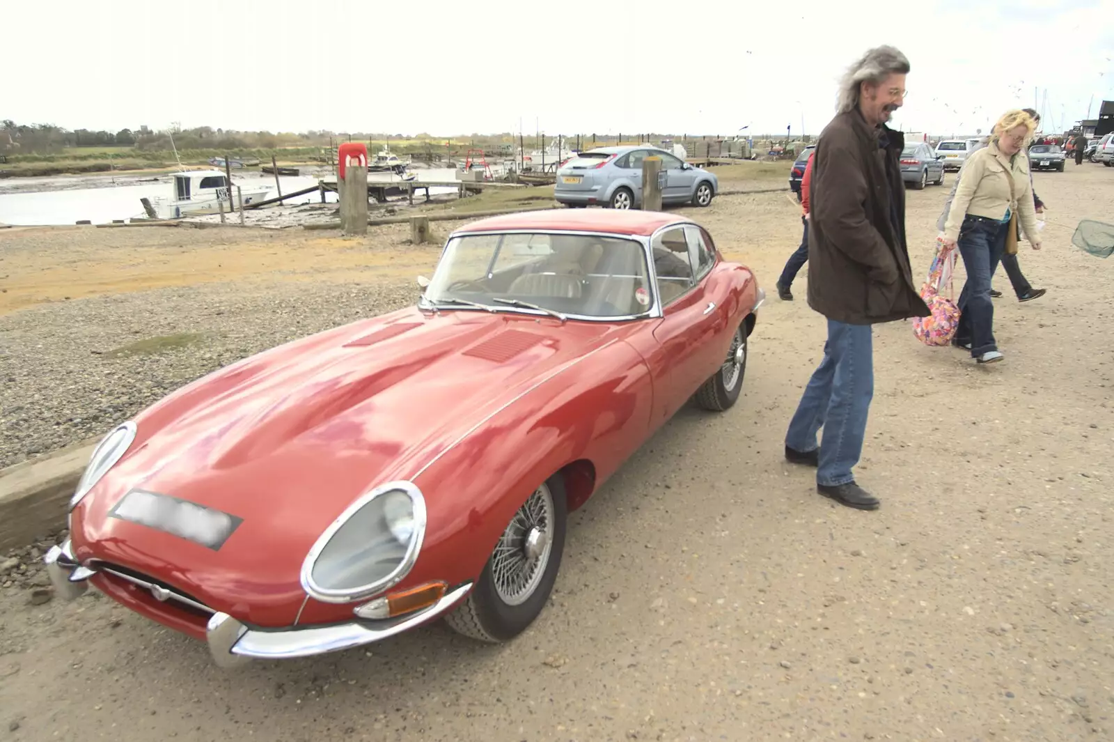 We spot Rob near his E-Type Shaguar, from Stupid Volcanic Ash: Southwold and Stuston Farm Shop, Suffolk - 18th April 2010