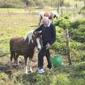 Grandad says hi to a pony, Stupid Volcanic Ash: Southwold and Stuston Farm Shop, Suffolk - 18th April 2010