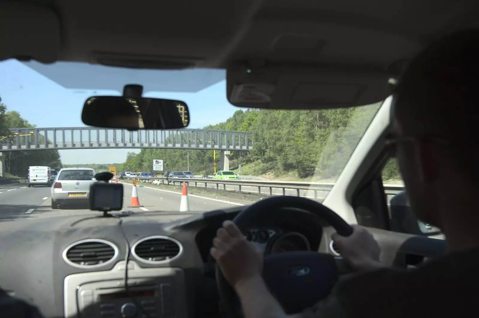 Driving on the M3, from Nosher's Stag Weekend: Paintball at Emery Down, and Lymington, Hampshire - 22nd May 2010