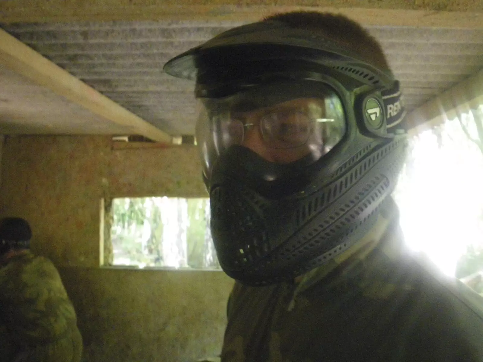 Marc in a hut, from Nosher's Stag Weekend: Paintball at Emery Down, and Lymington, Hampshire - 22nd May 2010