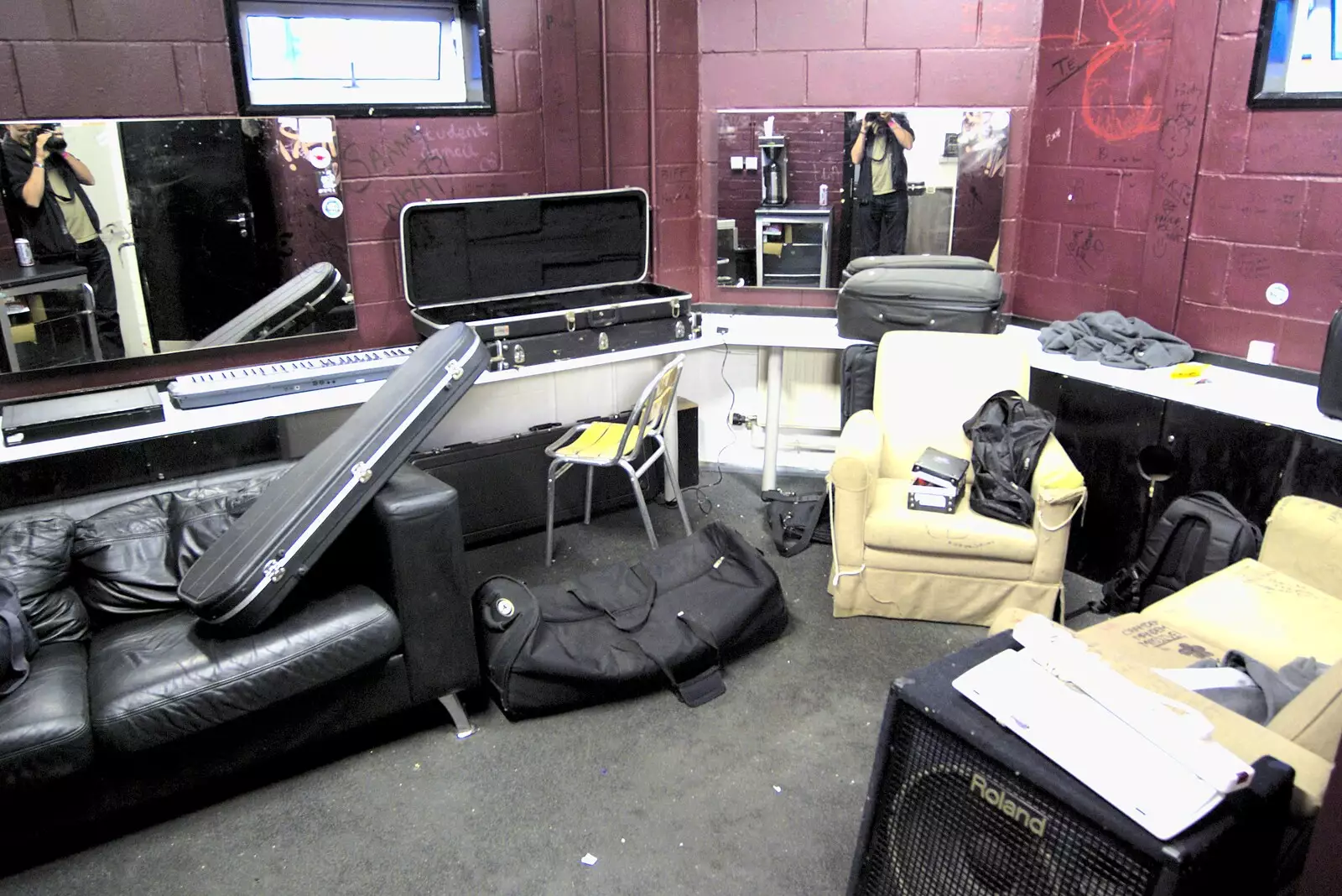 Our gear in a dressing room, from The BBs with Ed Sheeran Up The Junction, Clifton Way, Cambridge - 1st June 2010