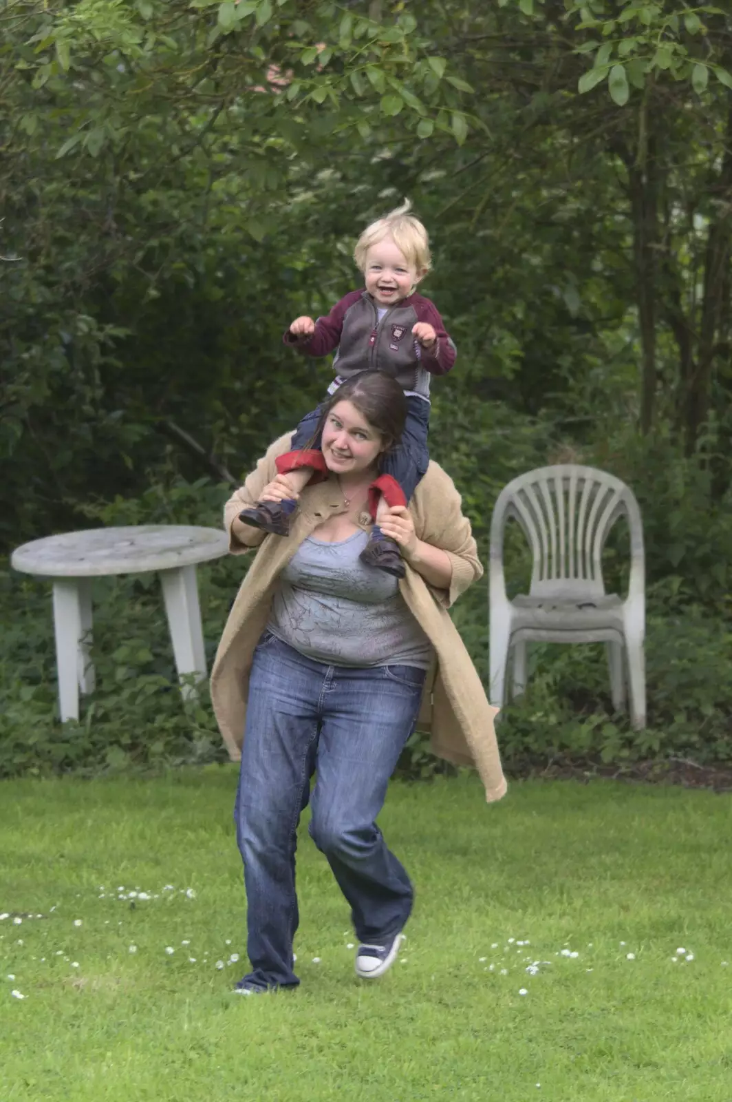 Isobel gives Fred a piggy back, from The BBs at Yaxley Hall, Yaxley, Suffolk - 11th June 2010