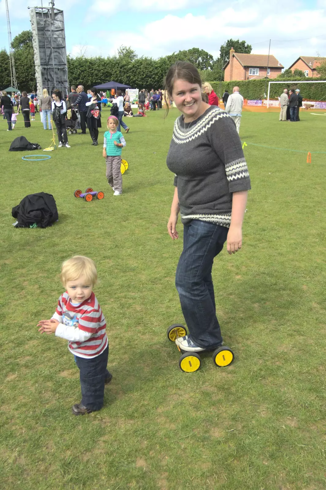 Isobel has a go on those wheelie things, from Fred at the Carnival, Brewer's Green Lane, Diss, Norfolk - 21st June 2010