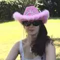 Celia wears a pink cowboy hat, A Taptu Science Park Picnic, and Wedding Guests Arrive, Cambridge and Brome, Suffolk - 1st July 2010