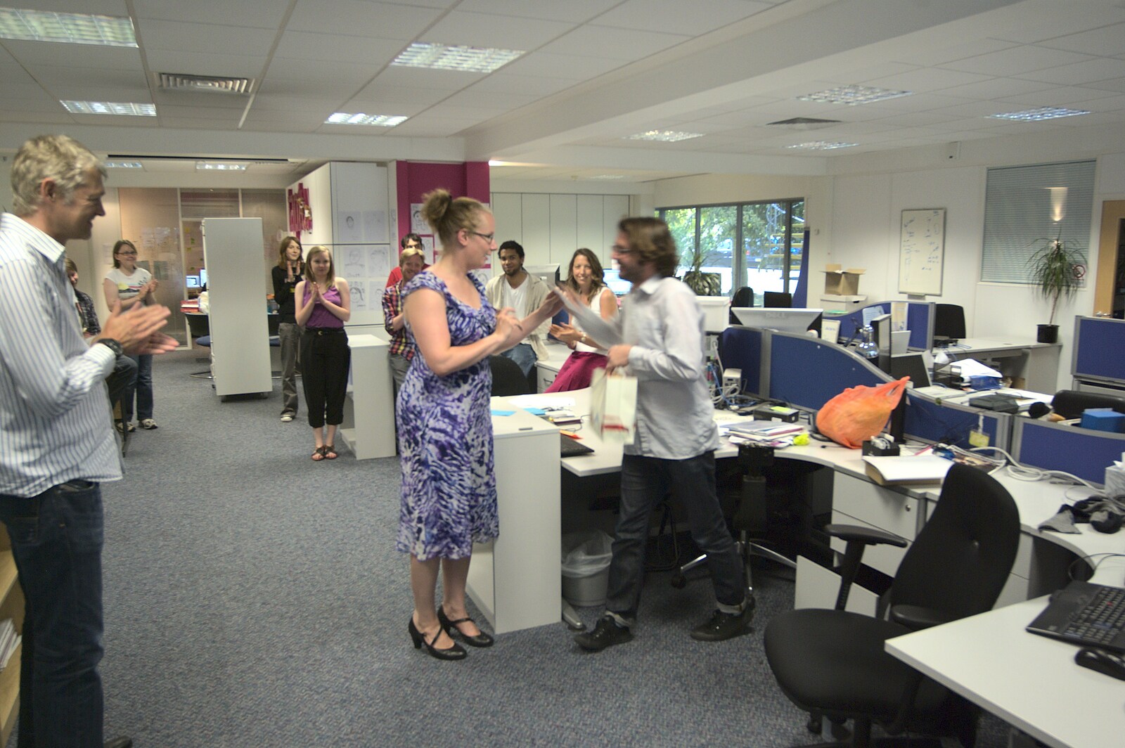 A Taptu Science Park Picnic, and Wedding Guests Arrive, Cambridge and Brome, Suffolk - 1st July 2010: In the office, Mareike hands over a leaving gift