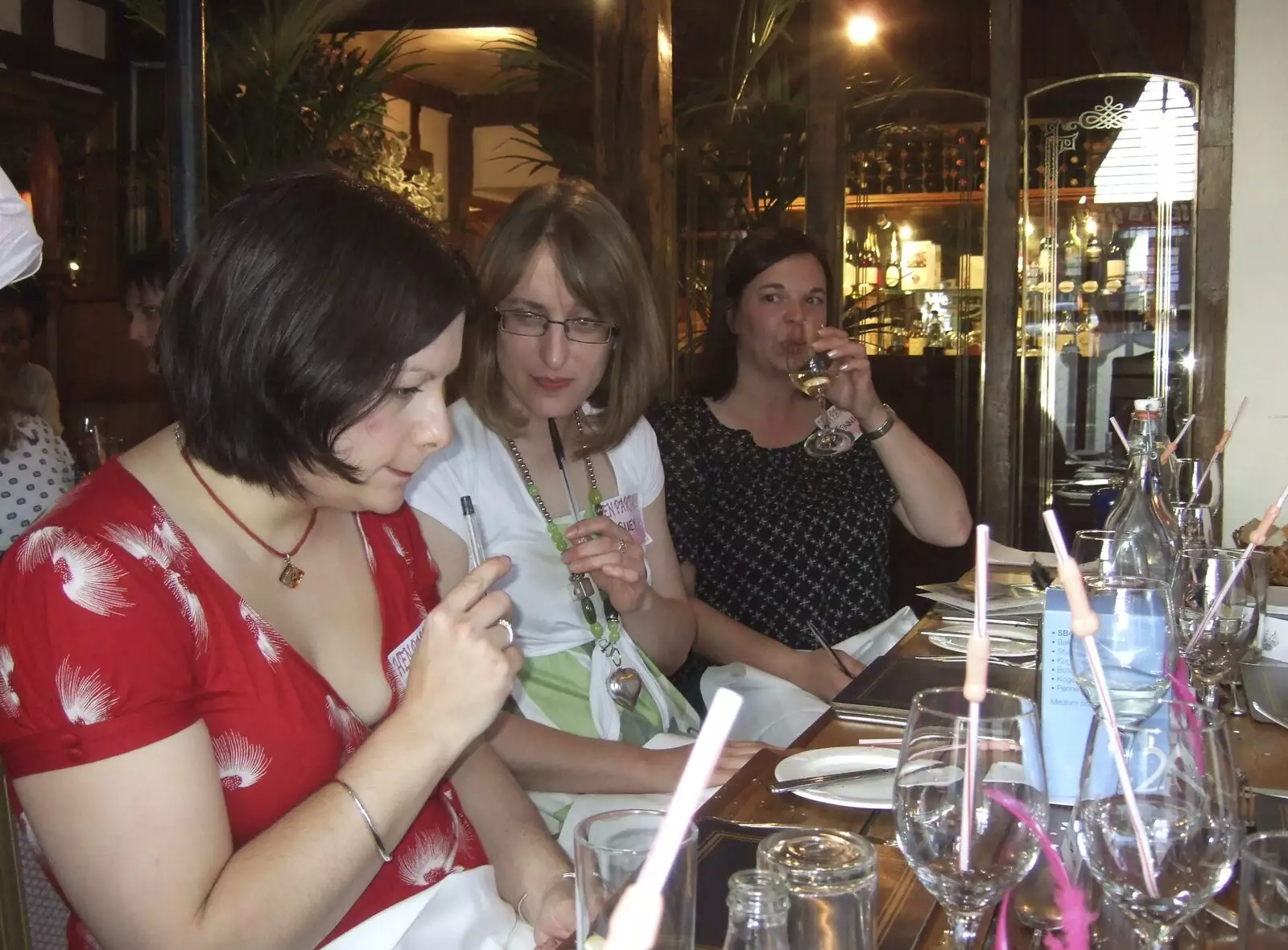 Clare, Suey and Jen in Weaver's, Diss, from Wedding-Eve Beers at The Swan Inn, Brome, Suffolk - 2nd July 2010