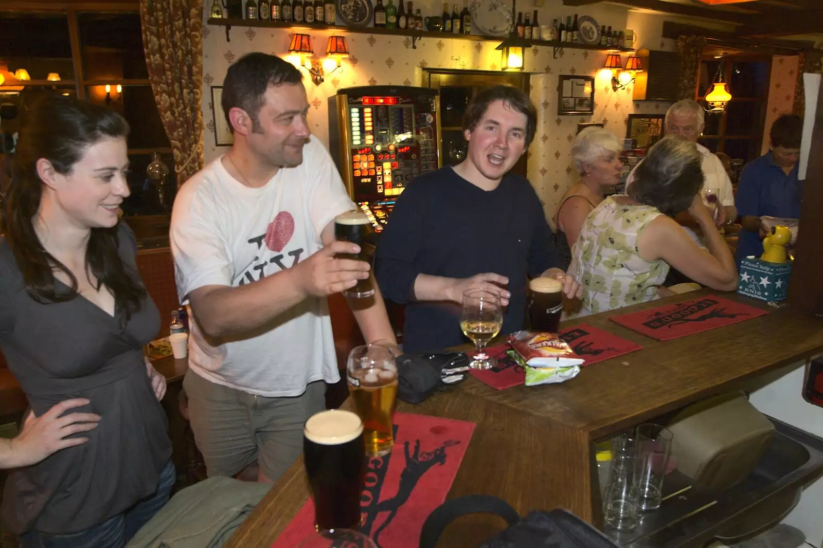 Eoghan samples his first-ever real ale, from Wedding-Eve Beers at The Swan Inn, Brome, Suffolk - 2nd July 2010