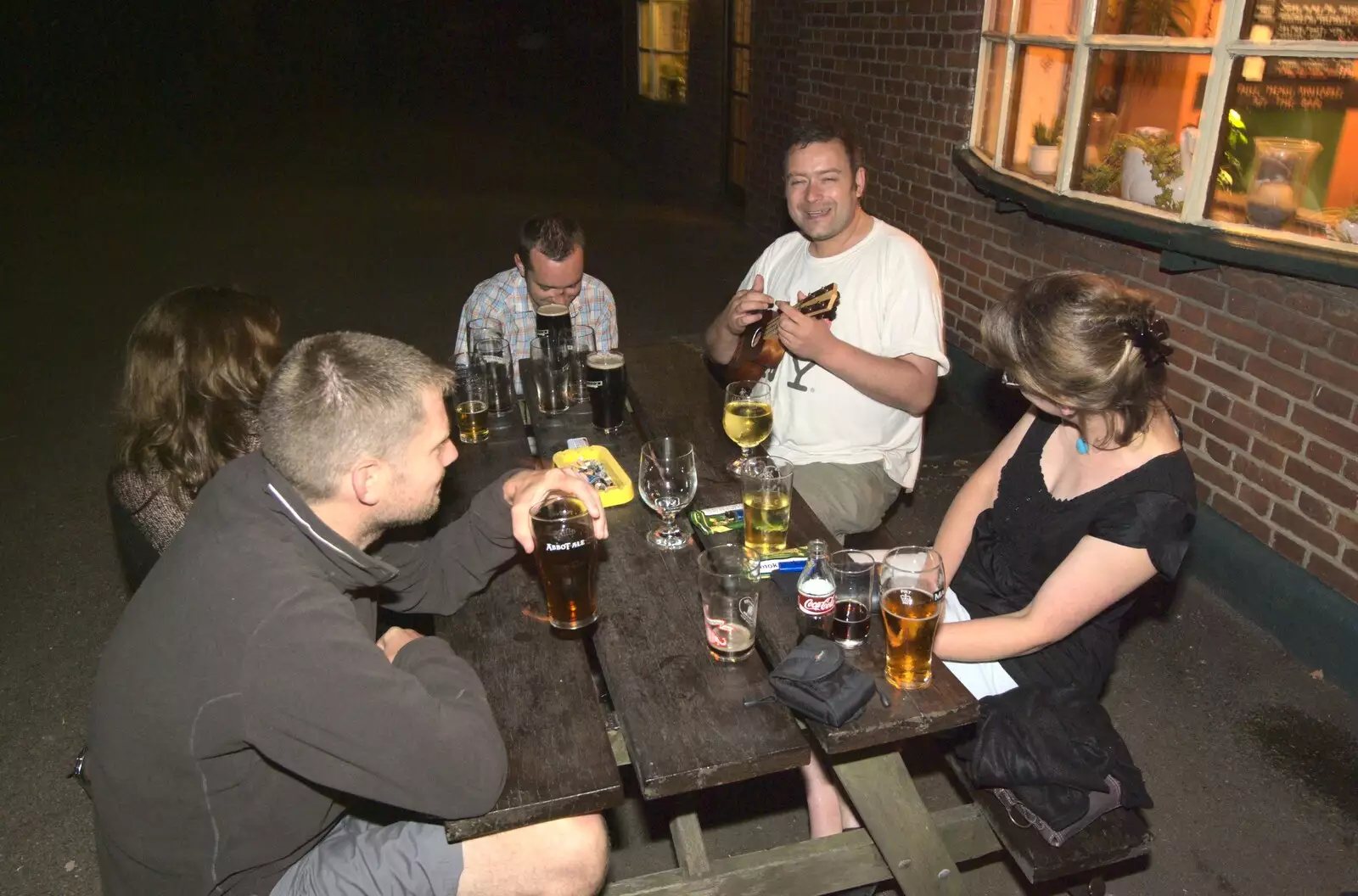 Noddy gets his ukulele out, from Wedding-Eve Beers at The Swan Inn, Brome, Suffolk - 2nd July 2010