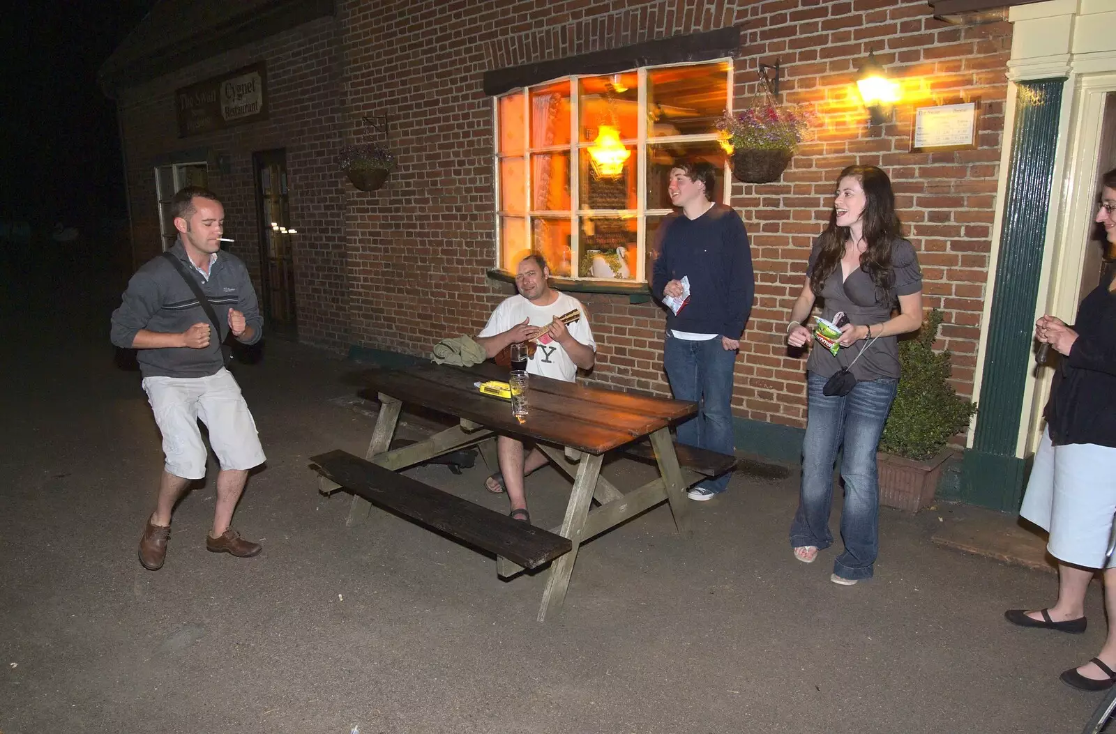 Jamie does a bit of dancing, from Wedding-Eve Beers at The Swan Inn, Brome, Suffolk - 2nd July 2010