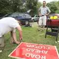 An abandoned sign is turned into a blackboard, Wedding-Eve Beers at The Swan Inn, Brome, Suffolk - 2nd July 2010