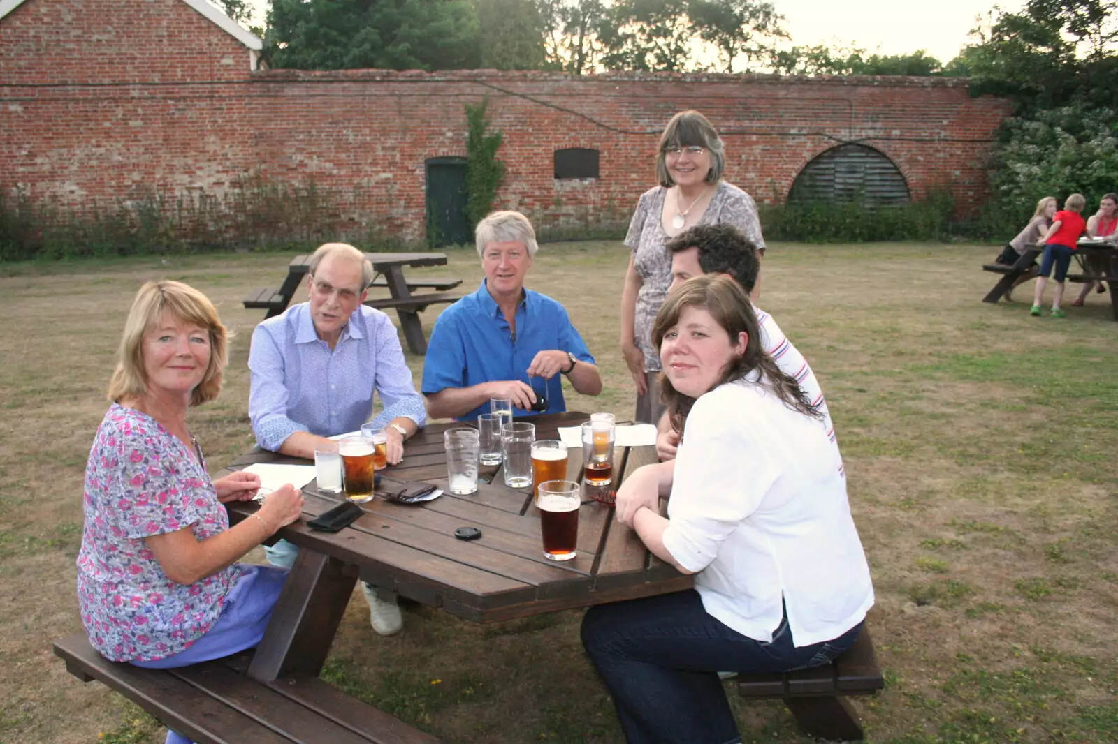 Mother, Mike, Neil and Caroline, from Wedding-Eve Beers at The Swan Inn, Brome, Suffolk - 2nd July 2010