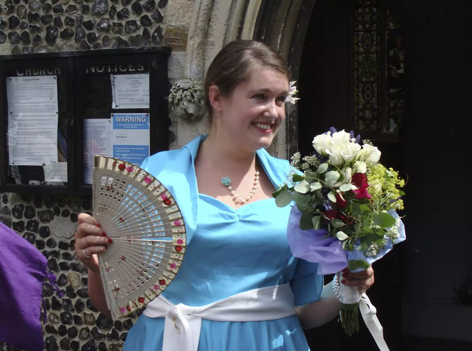 Isobel with flowers, from Nosher and Isobel's Wedding, Brome, Suffolk - 3rd July 2010