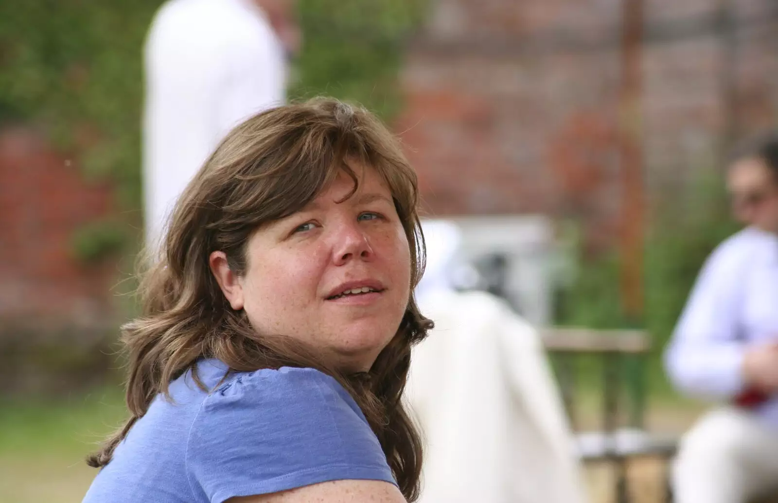 Sis looks over, from Nosher and Isobel's Wedding, Brome, Suffolk - 3rd July 2010