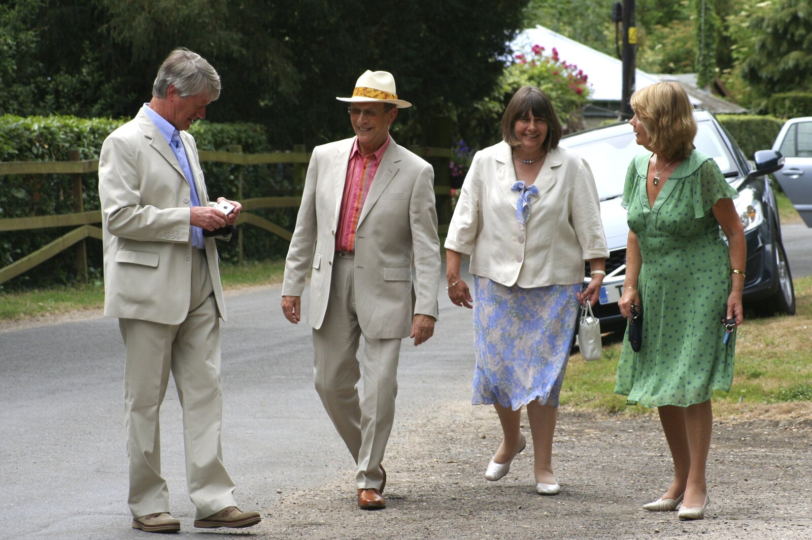 Neil, Mike, Caroline and Mother from Nosher and Isobel's Wedding, Brome, Suffolk - 3rd July 2010
