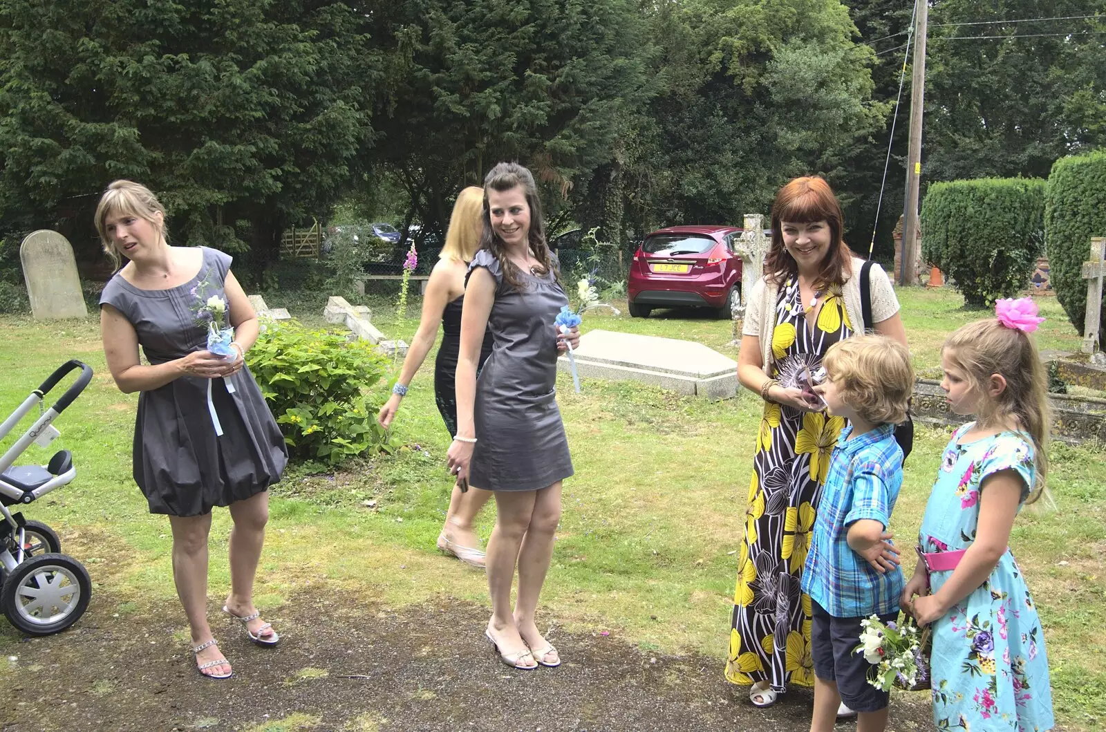 The bridesmaids appear, from Nosher and Isobel's Wedding, Brome, Suffolk - 3rd July 2010