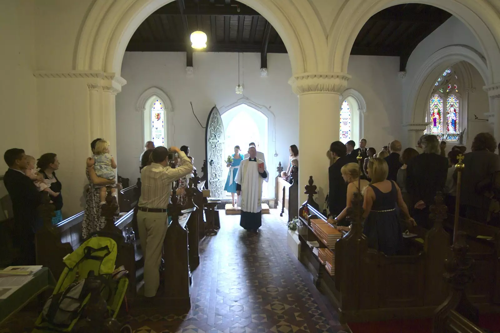 The vicar leads the bridal party in, from Nosher and Isobel's Wedding, Brome, Suffolk - 3rd July 2010