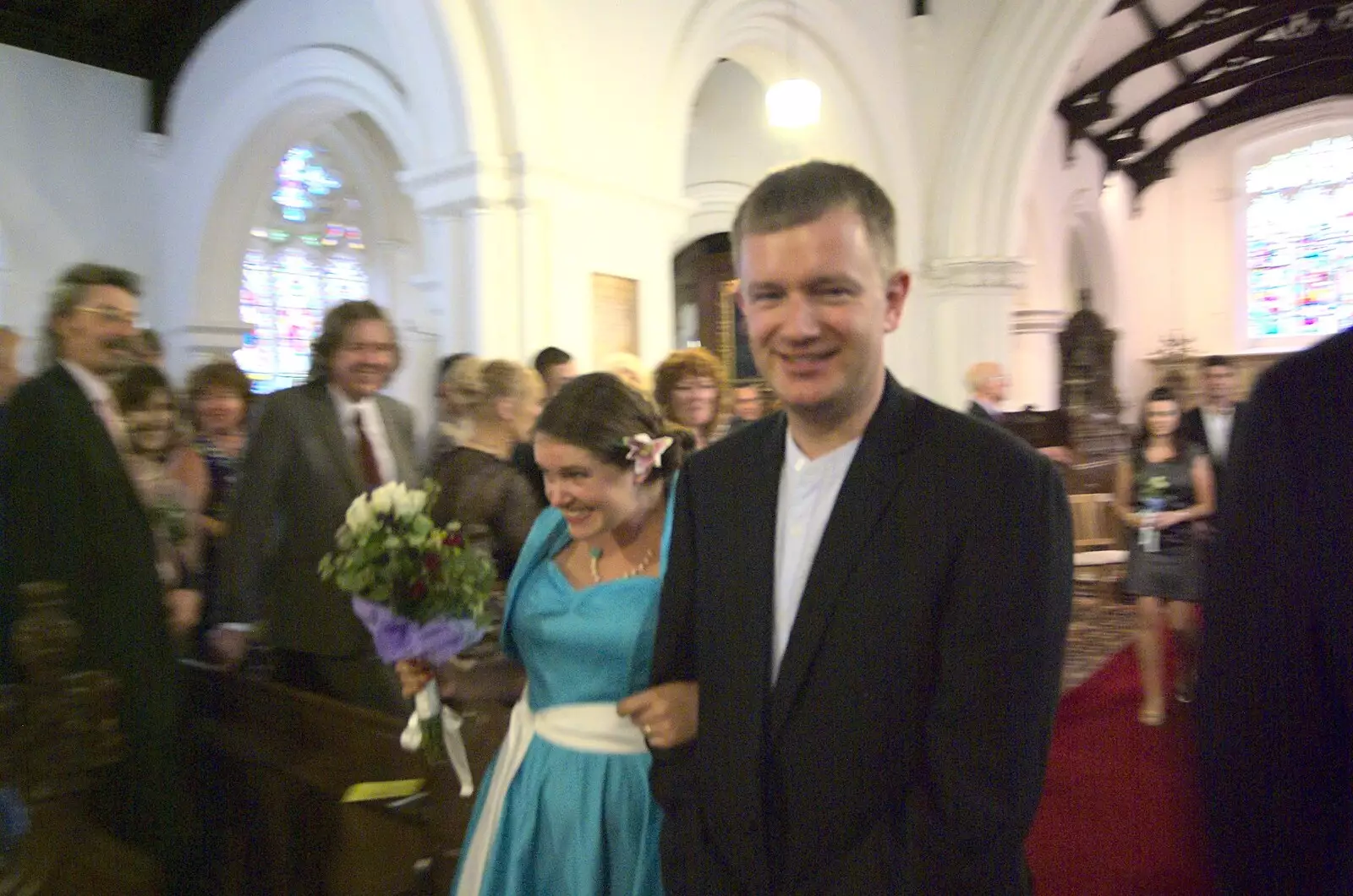 Isobel and Nosher leave the church, from Nosher and Isobel's Wedding, Brome, Suffolk - 3rd July 2010