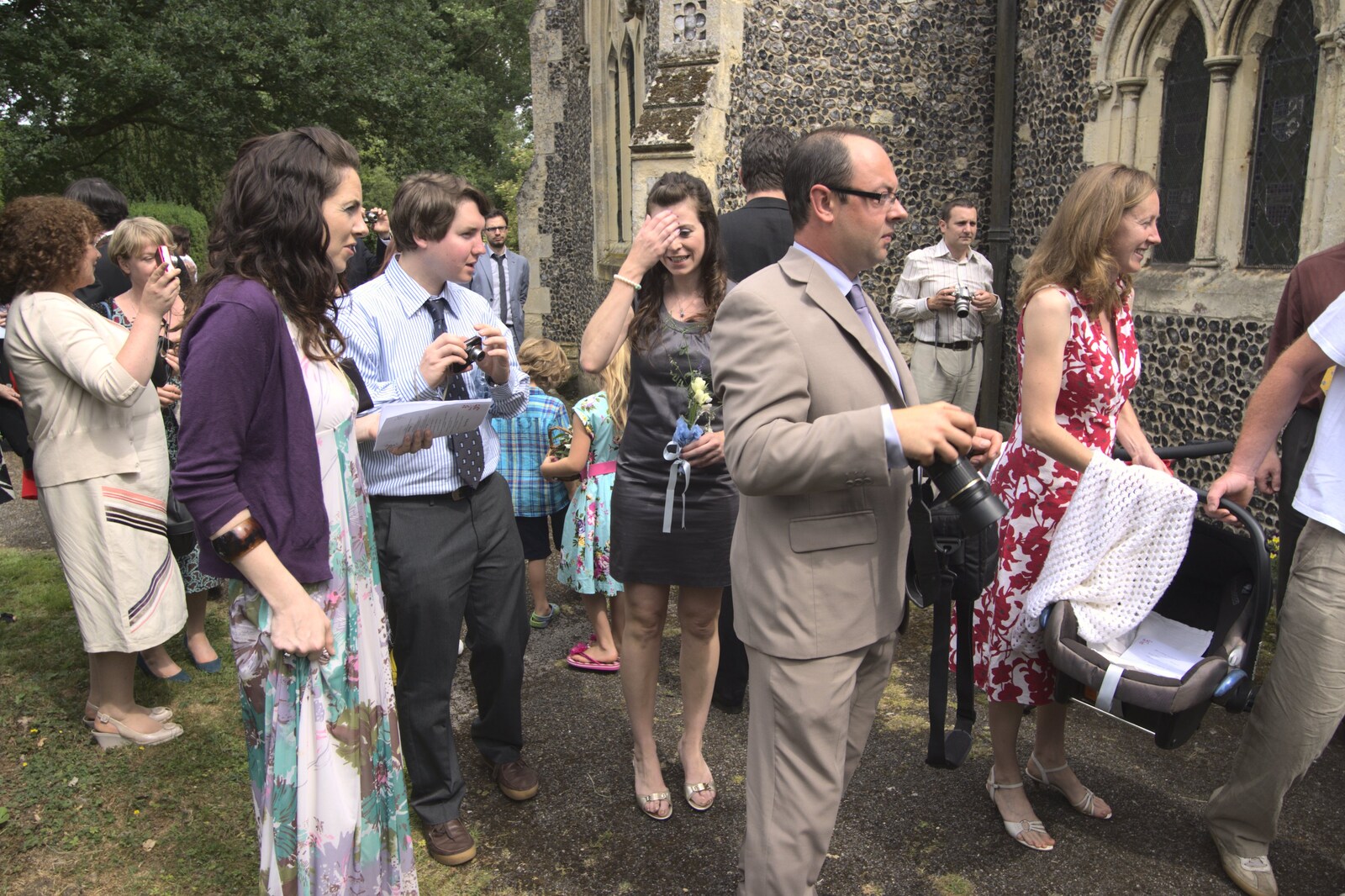 Milling around outside the church from Nosher and Isobel's Wedding, Brome, Suffolk - 3rd July 2010