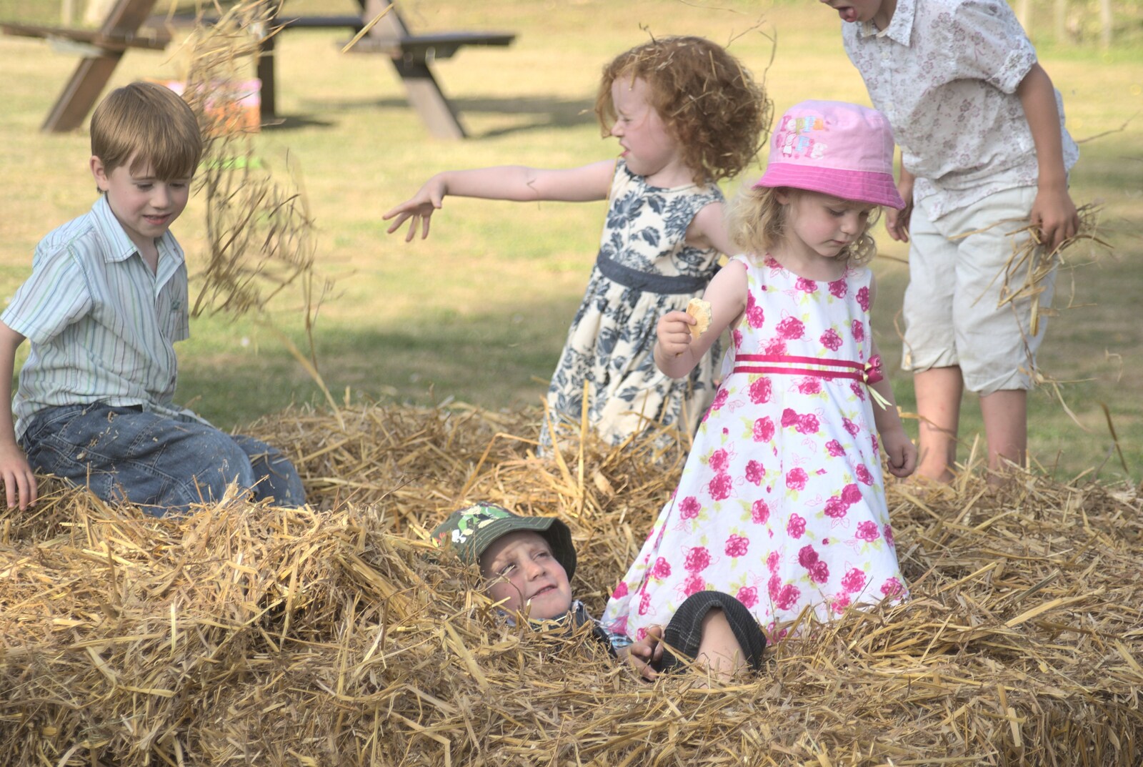 All the kids are in the straw from Nosher and Isobel's Wedding, Brome, Suffolk - 3rd July 2010