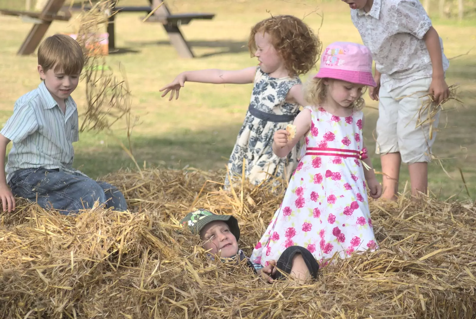 All the kids are in the straw, from Nosher and Isobel's Wedding, Brome, Suffolk - 3rd July 2010