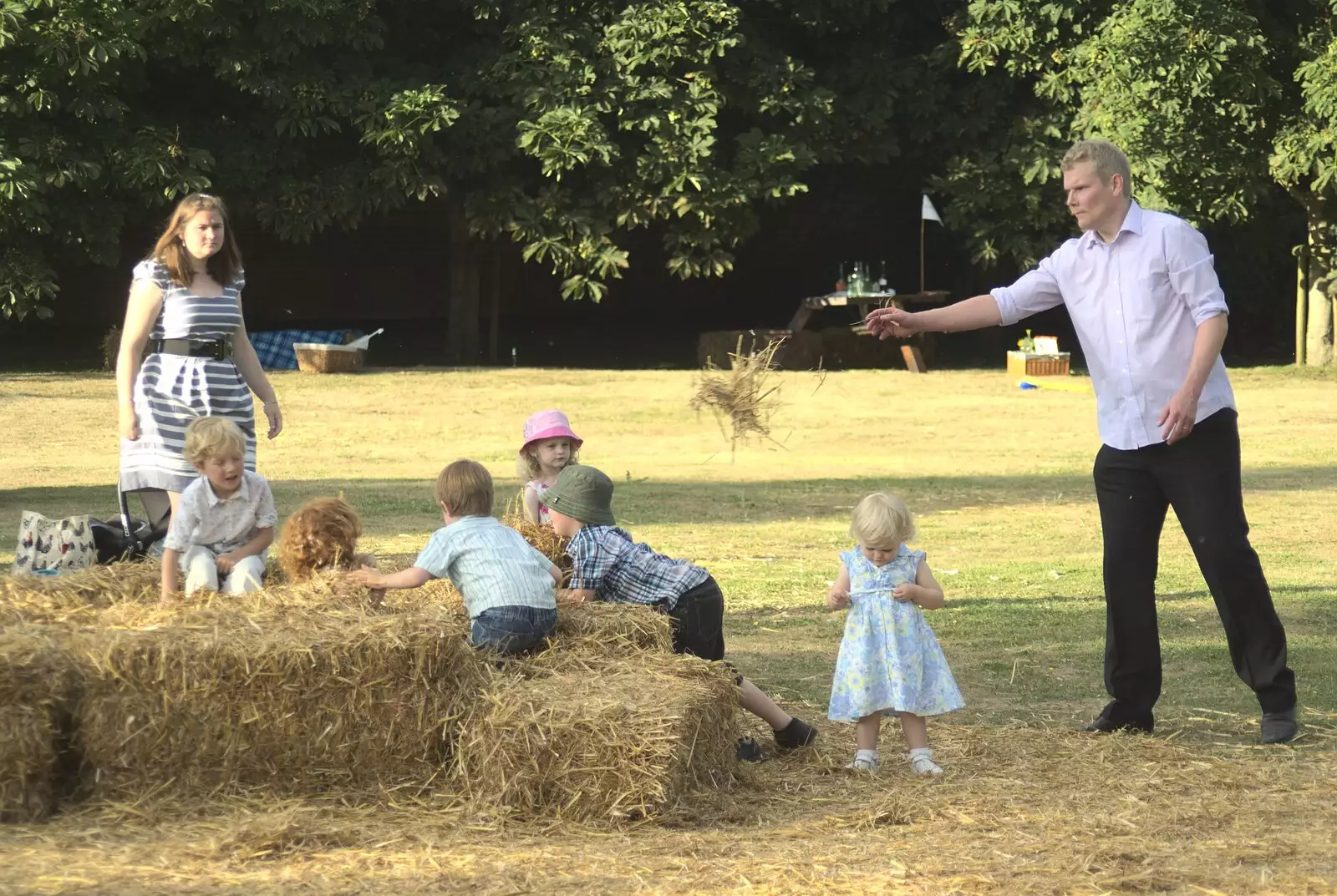 Bill contributes a bit more straw, from Nosher and Isobel's Wedding, Brome, Suffolk - 3rd July 2010