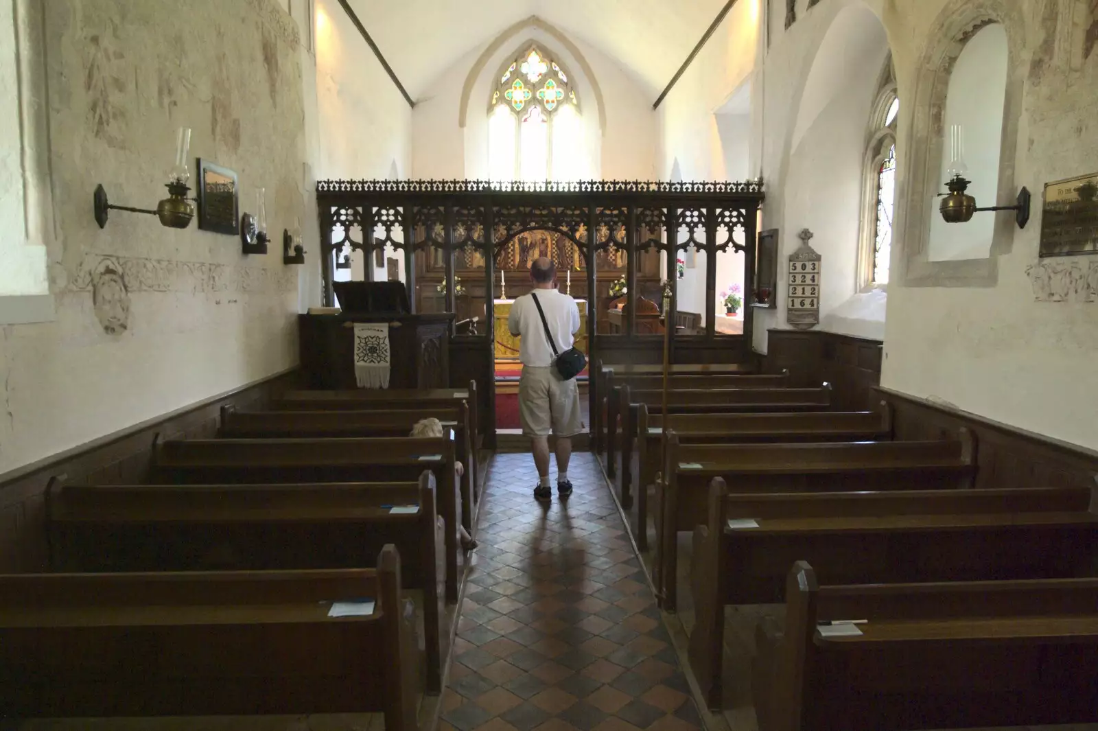 Phil scopes out the church at Thornham Parva, from Nosher and Isobel's Wedding, Brome, Suffolk - 3rd July 2010